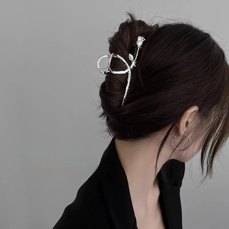 2024 New Vintage Ribbon Bow Hair Claws Exquisite Metal Hair Clip Clasp Hairpins For Women Hair Accessories Barrettes Shark Clips