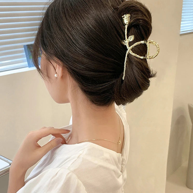 2024 New Vintage Ribbon Bow Hair Claws Exquisite Metal Hair Clip Clasp Hairpins For Women Hair Accessories Barrettes Shark Clips