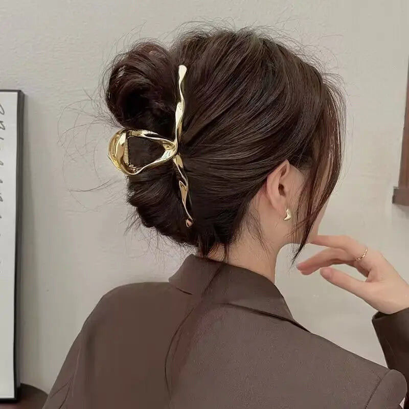 2024 New Vintage Ribbon Bow Hair Claws Exquisite Metal Hair Clip Clasp Hairpins For Women Hair Accessories Barrettes Shark Clips