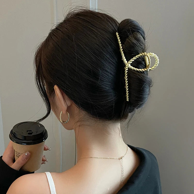 2024 New Vintage Ribbon Bow Hair Claws Exquisite Metal Hair Clip Clasp Hairpins For Women Hair Accessories Barrettes Shark Clips