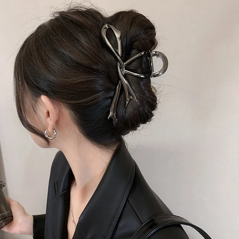 2024 New Vintage Ribbon Bow Hair Claws Exquisite Metal Hair Clip Clasp Hairpins For Women Hair Accessories Barrettes Shark Clips