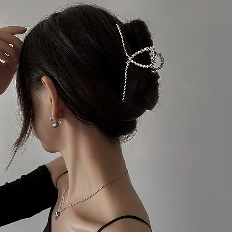 2024 New Vintage Ribbon Bow Hair Claws Exquisite Metal Hair Clip Clasp Hairpins For Women Hair Accessories Barrettes Shark Clips