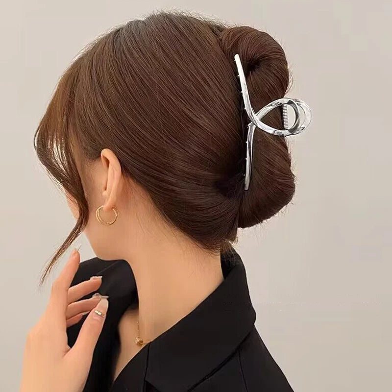 2024 New Vintage Ribbon Bow Hair Claws Exquisite Metal Hair Clip Clasp Hairpins For Women Hair Accessories Barrettes Shark Clips